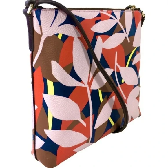 Kate Spade Jackson Tropical Toss Pebbled Leather Crossbody NWT. - Picture 3 of 8